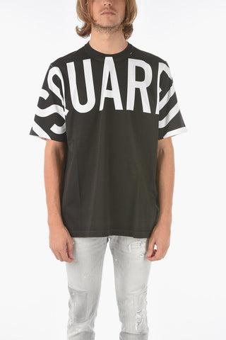 Contrasting Logo SLOUCH FIT Crew-Neck Maxi T-shirt