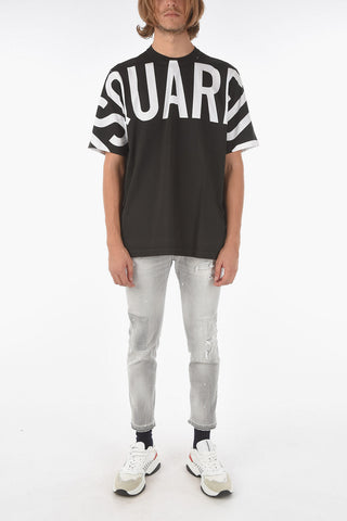 Contrasting Logo SLOUCH FIT Crew-Neck Maxi T-shirt
