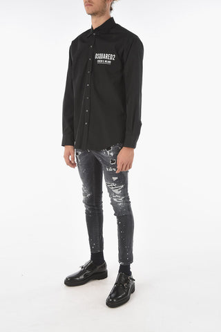 Camicia CERESIA 9 a tinta unita con logo stampato