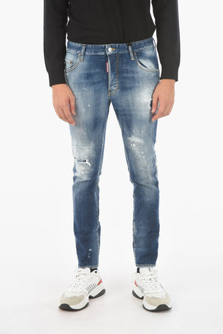 Distressed SKATER FIT Stretch Denims