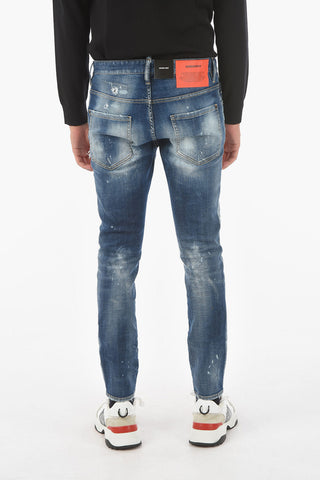Distressed SKATER FIT Stretch Denims