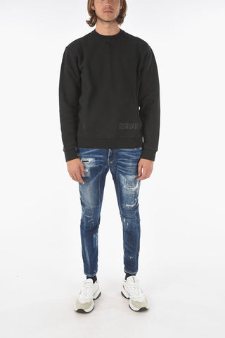 Crew-Neck Solid Color Fleece Cotton COOL FIT Sweatshirt