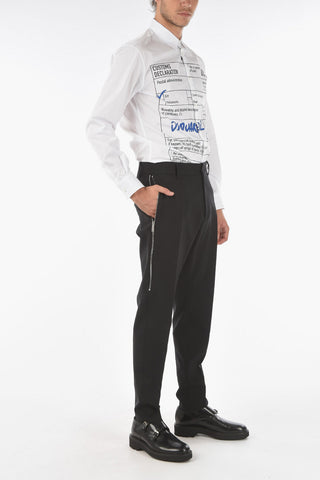 Virgin Wool TAPPERD BRAD FIT Pants with Side Zip