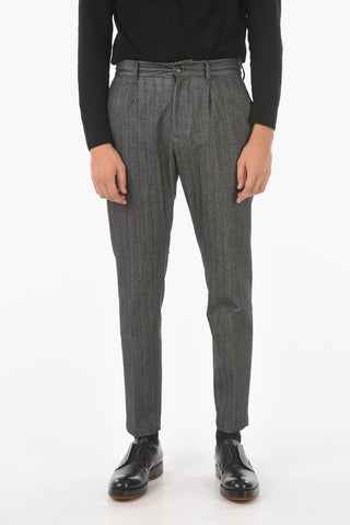 Pantaloni MITTE ad 1 Pince in Misto Cotone Herringbone