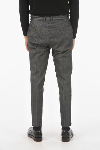 Pantaloni MITTE ad 1 Pince in Misto Cotone Herringbone
