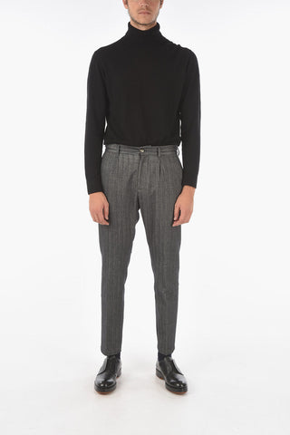 Pantaloni MITTE ad 1 Pince in Misto Cotone Herringbone