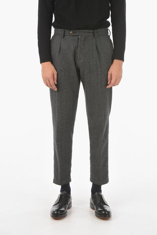 Single-pleated RAVAL1P Herringbone Wool Blend Pants