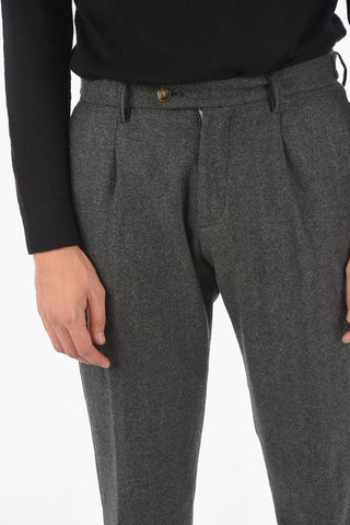 Single-pleated RAVAL1P Herringbone Wool Blend Pants