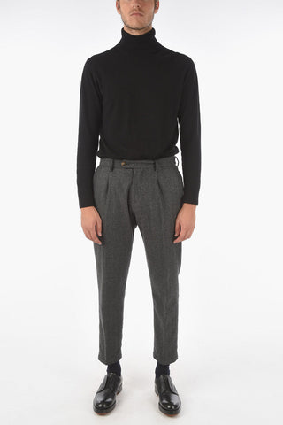 Single-pleated RAVAL1P Herringbone Wool Blend Pants