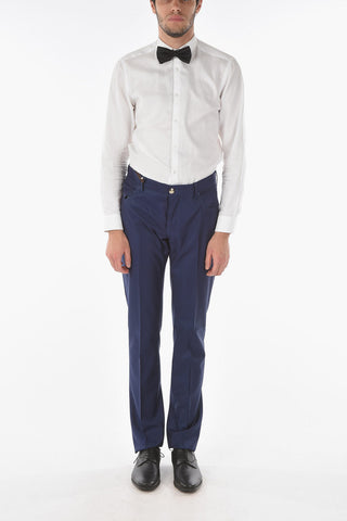 ID LUXURY DENIM Wool 5-pocket Pants with Contrasting Trimmings