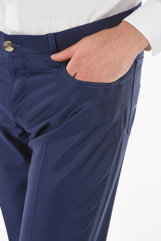ID LUXURY DENIM Wool 5-pocket Pants with Contrasting Trimmings