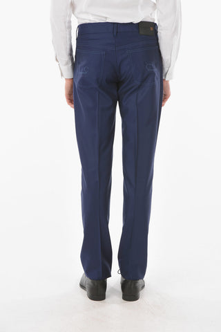 ID LUXURY DENIM Wool 5-pocket Pants with Contrasting Trimmings