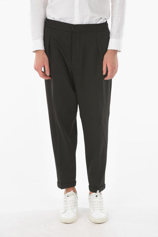 CC COLLECTION Single-pleated INTERLOCK PENYE Pants with Waist Drawstring