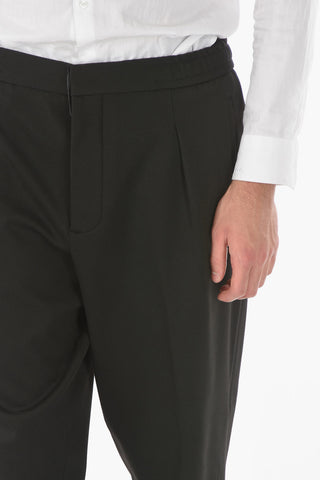 CC COLLECTION Single-pleated INTERLOCK PENYE Pants with Waist Drawstring