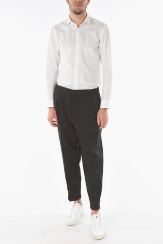 CC COLLECTION Single-pleated INTERLOCK PENYE Pants with Waist Drawstring