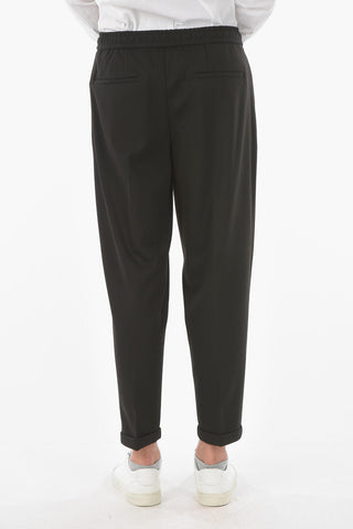 CC COLLECTION Single-pleated INTERLOCK PENYE Pants with Waist Drawstring