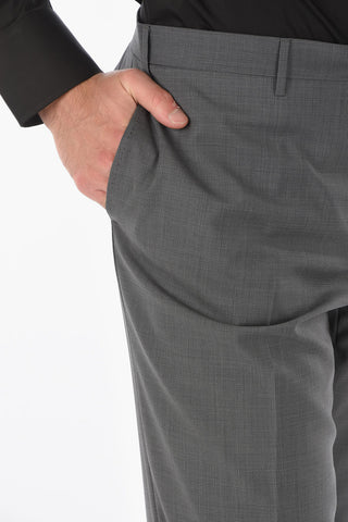 Extrafine Virgin Wool LEADER Slack Pants with Basket Weave Pattern