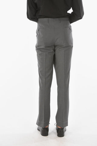 Extrafine Virgin Wool LEADER Slack Pants with Basket Weave Pattern