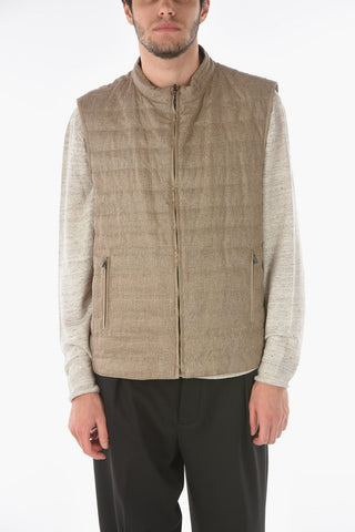 ID Gilet in Seta  IDENTITY Imbottito in Piuma con Motivo District Check