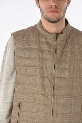 ID Gilet in Seta  IDENTITY Imbottito in Piuma con Motivo District Check