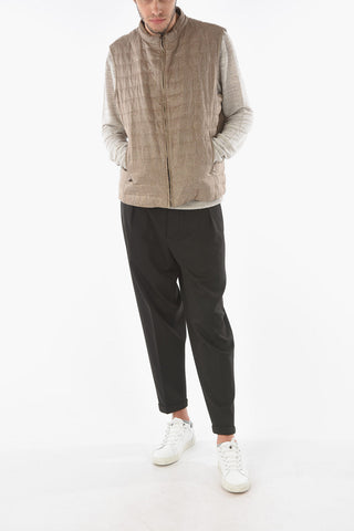 ID Gilet in Seta  IDENTITY Imbottito in Piuma con Motivo District Check