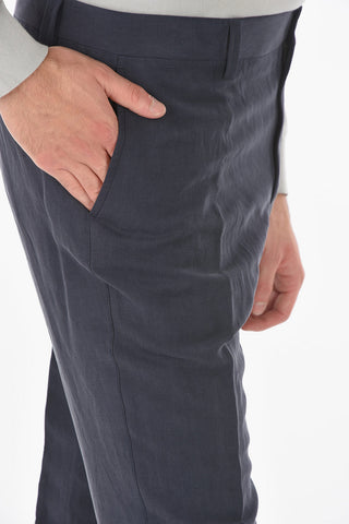 ID Pantaloni in Lino e Seta IDENTITY con Passanti
