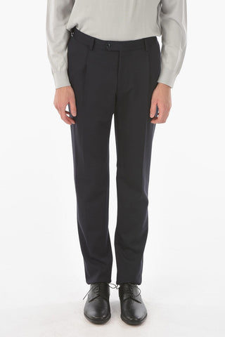 ID Virgin Wool Blend Pants with Single Pleat