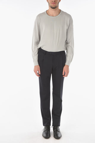 ID Virgin Wool Blend Pants with Single Pleat