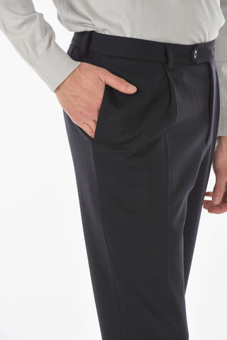 ID Virgin Wool Blend Pants with Single Pleat