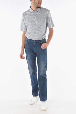 ID LUXURY DENIM Stretched Cotton Dark-wash Jeans with 5 Pockets
