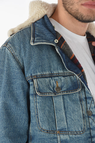 Denim D-UNIKO-SP Padded Jacket with Fur