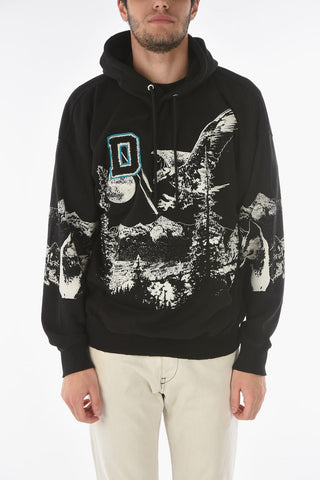 printed S-UMMER-A82 sweatshirt with maxi patch pocket and hood