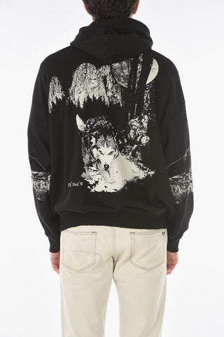 printed S-UMMER-A82 sweatshirt with maxi patch pocket and hood