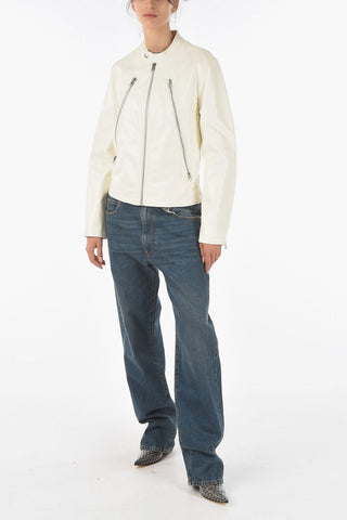 MM6 Front Zipped Leather Jacket
