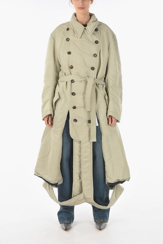 Double-breasted Padded Coat with Destructured Edge