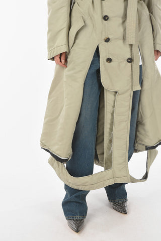 Double-breasted Padded Coat with Destructured Edge
