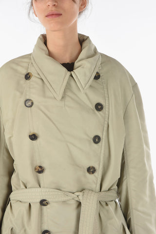 Double-breasted Padded Coat with Destructured Edge