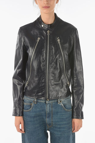 MM6 Front Zipped Leather Jacket