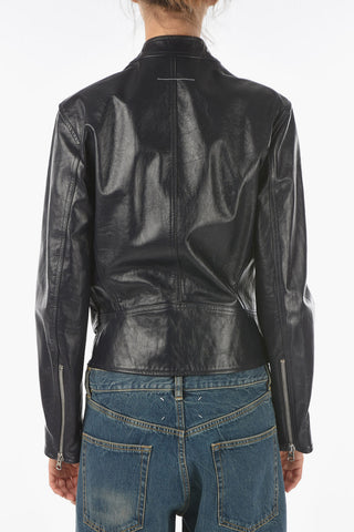 MM6 Front Zipped Leather Jacket
