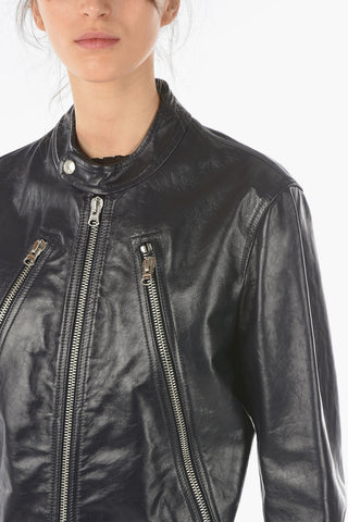 MM6 Front Zipped Leather Jacket