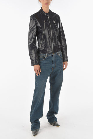 MM6 Front Zipped Leather Jacket