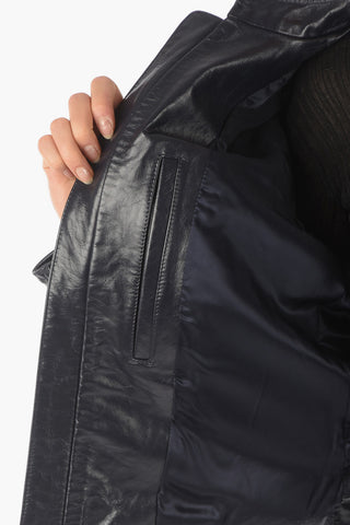 MM6 Front Zipped Leather Jacket