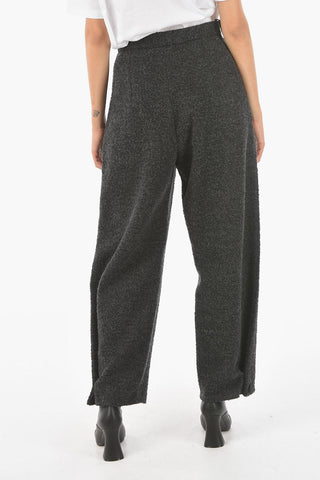 EMPORIO ICON Wool Blend Bouclé Baggy Pants with High Rise