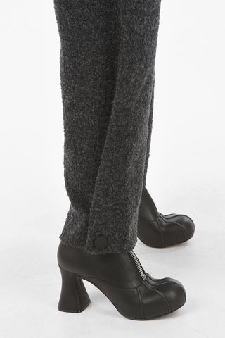 EMPORIO ICON Wool Blend Bouclé Baggy Pants with High Rise