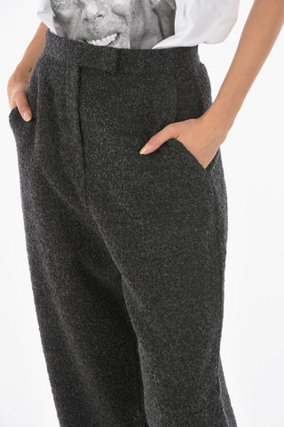 EMPORIO ICON Wool Blend Bouclé Baggy Pants with High Rise