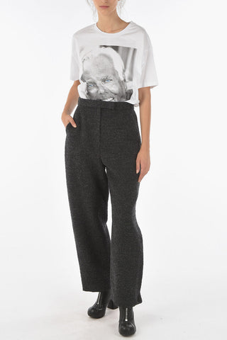 EMPORIO ICON Wool Blend Bouclé Baggy Pants with High Rise