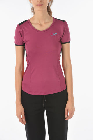 EA7 EMPORIO Mesh Detailed Active T-shirt with Logoed Bands