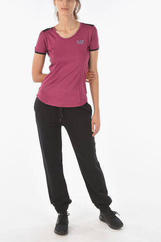 EA7 EMPORIO Mesh Detailed Active T-shirt with Logoed Bands