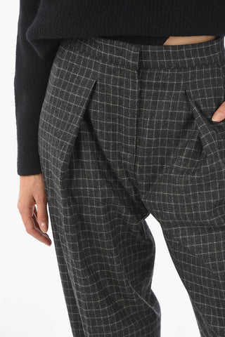 EMPORIO Graph Checkered Baggy Pants with Single Pleat