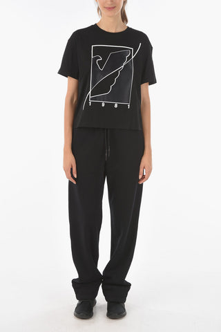 EMPORIO Cropped T-shirt with Eagle Logo Print
